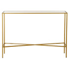 Hudson&Canal Henley 42"W Console Table with Glass Top - Brass-Features a tempered glass top