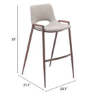 Zuo Desi Barstool - Beige/Walnut - Set of 2-6