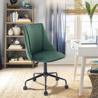 FurnitureR Cian Velvet Upholstered Task Chair - Green-360 degree swivel and pneumatic seat-height adjustment