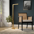 Hudson&Canal - Lampadaire à DEL intégré Malin (132 cm) avec abat-jour en métal - Laiton-Comprend un cordon de 8 pieds avec interrupteur à bouton-poussoir sur le dessus