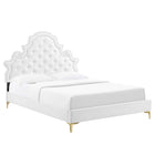 Modway Gwyneth Tufté Performance Velours Lit Plateforme Queen Avec Pieds en Métal Doré - Blanc-Assemblée requise