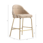 Manhattan Comfort Gracie 22" Modern Leatherette Upholstered Counter Stool - Tan and Gold - 2 Pack-Upholstered in Luxurious Leatherette with Fine Stitching 