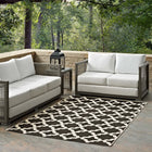 Modway - Cerelia Treillis marocains intérieurs et extérieurs Tapis de comédie 8 pi l x 10 pi L - Noir et beige-Tissage serré à poil bas