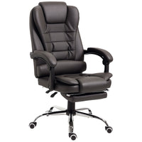 HOMCOM PU Leather Executive Reclining Office Chair with Arms - Coffee-Modern office chair adds style to any room or decor