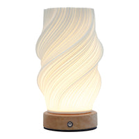 Xtricity Fractal Wave Portable LED Touch Lamp-3D printed lampshade with wooden base for a modern decorative look