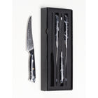 Minimal 4-Pieces Damascus Black Stone Steak Knife Set, Service for 4-Unique elegant handles with ergonomic design