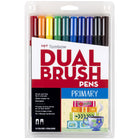 Tombow - Stylos à double pointe, couleurs primaires, paq./10-10 pièces aux couleurs primaires variées, dans un étui en plastique.