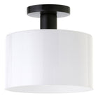 Hudson&Canal - Plafonnier semi-encastré Henri de de 25,4 cm de large avec abat-jour en verre - Noir mat/blanc laiteux-Design industriel pour votre entrée, votre foyer ou votre cuisine