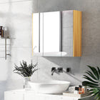 Kleankin Wall Mount Bathroom Mirror Cabinet with Three Doors - Grey-With a single door cabinet and a double-door cabinet, store your beauty products and daily hygiene items