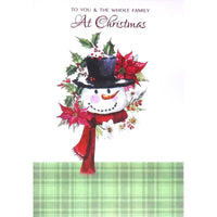 Mill Brook Studio Christmas Greeting Cards/Envelopes - 5-3/8" x 7-3/4" - To You & Your Family: Snowman in Wreath - 18 Pack-Card shop quality greeting cards