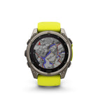 Garmin - fēnix 8 – 51 mm, saphir solaire, titane avec bracelet en silicone jaune/graphite Amp-La fonction de commande vocale hors réseau vous permet d'accéder à certaines commandes de la montre même sans connexion à un smartphone
