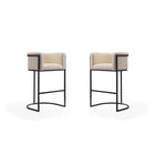 Manhattan Comfort - Cosmopolitan tabouret de bar moderne du milieu du siècle de 23,7 po en similicuir crème et noir, lot de 2-Tabouret de bar moderne du milieu du siècle avec banquette arrière parfait pour un bar et une cuisine. Ensemble de 2