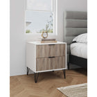 Manhattan Comfort DUMBO 20.07" Modern 2-Drawer Nightstand - White/Rustic Grey-Includes 2 Full Extension Drawers Designed in Vertical Textured Ribbed Lines