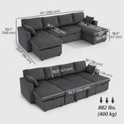 HOMCOM U-Shaped Corduroy Sleeper Sofa Bed with Storage Chaise - Charcoal Grey-High-density foam and pocket springs deliver lasting comfort and relieve fatigue