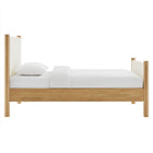 Modway Maven Twin Size Boucle Upholstered Platform Bed - Feather Oak-Wood Slat Support