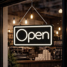 Futech Indoor Open Sign - 16" x 9" - White Neon-Lightweight & Easy to Install: Slim acrylic backing allows quick mounting or hanging without complicated setup, ideal for everyday commercial use.