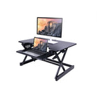 Rocelco – Plateforme ergonomique réglable en hauteur EADR, 32 po, pour bureau assis debout avec poignées haut/bas faciles, noir-Support clavier rallongé pour un confort optimal, dimensions de 24 larg. x 11,8 prof. (po)