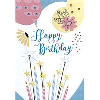 Rosedale Gold Birthday Greeting Cards/Envelopes - 5-1/2" x 8" - Religious: Sparklers & Candles - 6 Pack-Premium quality greeting cards