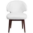 Chaise de bureau-salon-réception série Comfort Back en cuir blanc avec pattes en noyer (BT-2-WH-GG)-Chaise d'invité exécutive