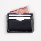 Decent Living Leather Card Holder Wallet - Black-All edges polished and sealed