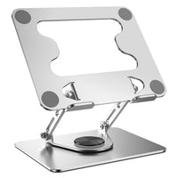 ShoppingAll Laptop Stand with 360° Rotating Base for up to 17.3" Devices - Silver-360° Rotating Base – Effortlessly switch between viewing angles with the smooth-turning base.