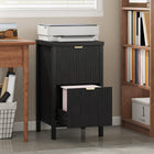 HOMCOM 2-Drawer Letter/A4 Filing Cabinet - Black-Tall, narrow design maximizes storage potential in small spaces and corners
