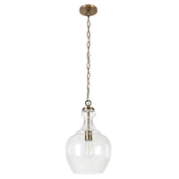 Hudson&Canal - Suspension Verona de 28 cm de large avec abat-jour en verre, - Laiton/grainé-Design moderne du milieu du siècle pour votre entrée, votre foyer ou votre cuisine