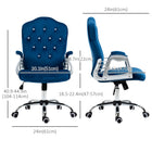 Vinsetto Tufted Office Chair with Adjustable Height and Tilt Function - Blue-Mid back, padded armrests and foam padding for support and comfort