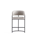 Manhattan Comfort Augusta 22.8" Modern Leatherette Upholstered Counter Stool - Light Grey - 3 Pack-Rounded Back Rest. Seat Height: 26.8"