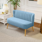 HOMCOM 46" Loveseat Sofa with Wood Legs - Blue-Four rubber wood legs ensure reliable strength when in use