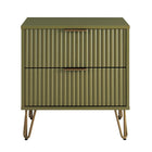 Manhattan Comfort DUMBO 20.07" Modern 2-Drawer Nightstand - Olive Green-Modern-Contemporary with a taste of Glam - Nightstand for Bedroom and Living Room Use