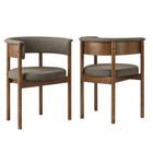 Modway Clea Curved Upholstered Dining Chairs - Taupe - 2 Pack-Fabric Upholstery