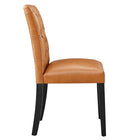 Modway Duchess Button Tufted Vegan Leather Dining Chair - Tan-Non-Marking Foot Pins