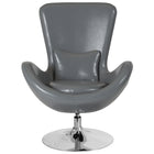Chaise d’appoint salon-réception de série Œuf en cuir gris (CH-162430-GY-LEA-GG)-Chaise longue