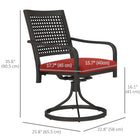 Outsunny Outdoor Patio Swivel Rocker Chairs with Cushion - Red-Made of metal frame with a powder-coated finish 