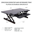 Rocelco 45" Height Adjustable Standing Desk Riser with Slide Out Retractable Keyboard Tray-45" wide holds 3 monitors, laptop