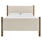 Modway Maven Queen Size Fabric Upholstered Platform Bed - Ivory Walnut-Wood Slat Support