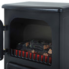 HOMCOM 16" 750/1500W Freestanding Electric Fireplace Heater - Black-Automatic turn-off timer prevents overheating which ensures its durability and safety  