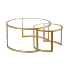 Hudson&Canal - Table basse ronde gigogne Mitera - Laiton-La plus grande table mesure 91 cm de diamètre et 47 cm de hauteur, la plus petite mesure 58 cm de diamètre et 41 cm de hauteur