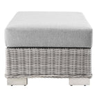 Modway Conway Outdoor Patio Wicker Rattan Ottoman - Light Grey-Washable Cushion Covers