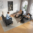 HOMCOM - Canapé en U avec double méridienne pour salon - gris foncé-Structure robuste en acier et pieds en bois pour plus de stabilité 