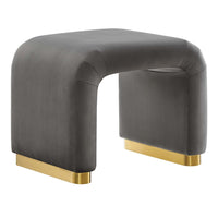 Modway - Koda Performance Velvet Tabouret en cascade - Brass Storm Grey-Revêtement en velours de performance