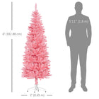 HOMCOM - Arbre de Noël artificiel de 6pi de haut avec base en acier - rose-La base métallique pliable simplifie le stockage et l'installation