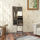 HOMCOM Freestanding Mirror Jewelry Cabinet - 11.75" L x 57.5" W x 14.25" H - Brown-Constructed of high quality MDF board for long lasting use 