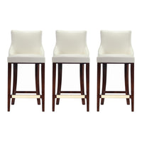 Manhattan Comfort Shubert 22.64" Modern Leatherette Upholstered Barstool - Ivory - 3 Pack-Modern Barstool with Backseat Perfect for Bar and Kitchen Use. Set of 3