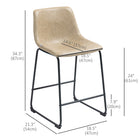 HOMCOM Counter Height Bar Stools with Back - Beige - 2 Pack-Easy cleaning with a simple wipe down with a damp cloth
