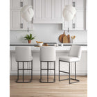Manhattan Comfort - Serena tabouret de bar moderne en similicuir 45 cm, blanc, lot de 3-Cadre en métal avec finition noire mate