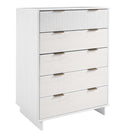 Manhattan Comfort Granville Modern Chest and Double Dresser Set - White-Open Contemporary Mop Base Side Legs. Adding Seamless Fashion Design and Durability.