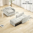 HOMCOM - Fauteuil-lit 3-en-1 convertible avec ports USB pour salon - blanc crème-Tissu doux effet velours et mousse haute densité pour un confort et un soutien durables  
