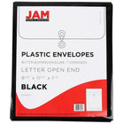 JAM Paper Enveloppes en plastique, ouv. au sommet, ferm. à bouton et ficelle, 9 3/4 x 11 3/4 po, noires, paq./12-Faites de plastique épais et durable